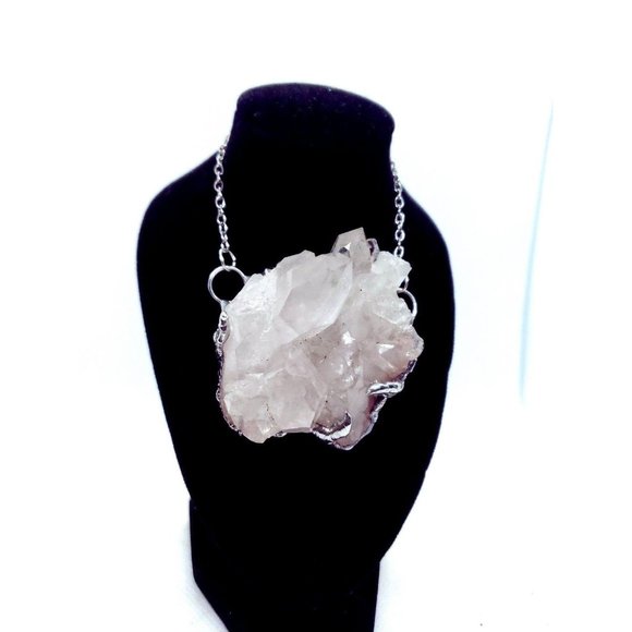 Huge quartz crystal necklace gothic statement piece fantasy cosplay jewelry